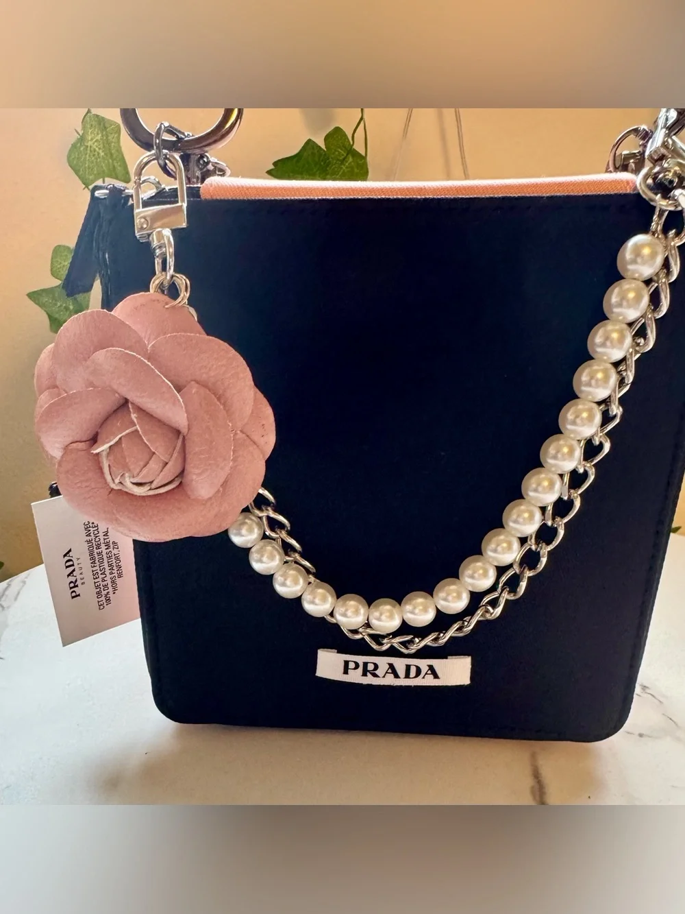 Prada beauty Black and pink paradoxe cosmetic pouch